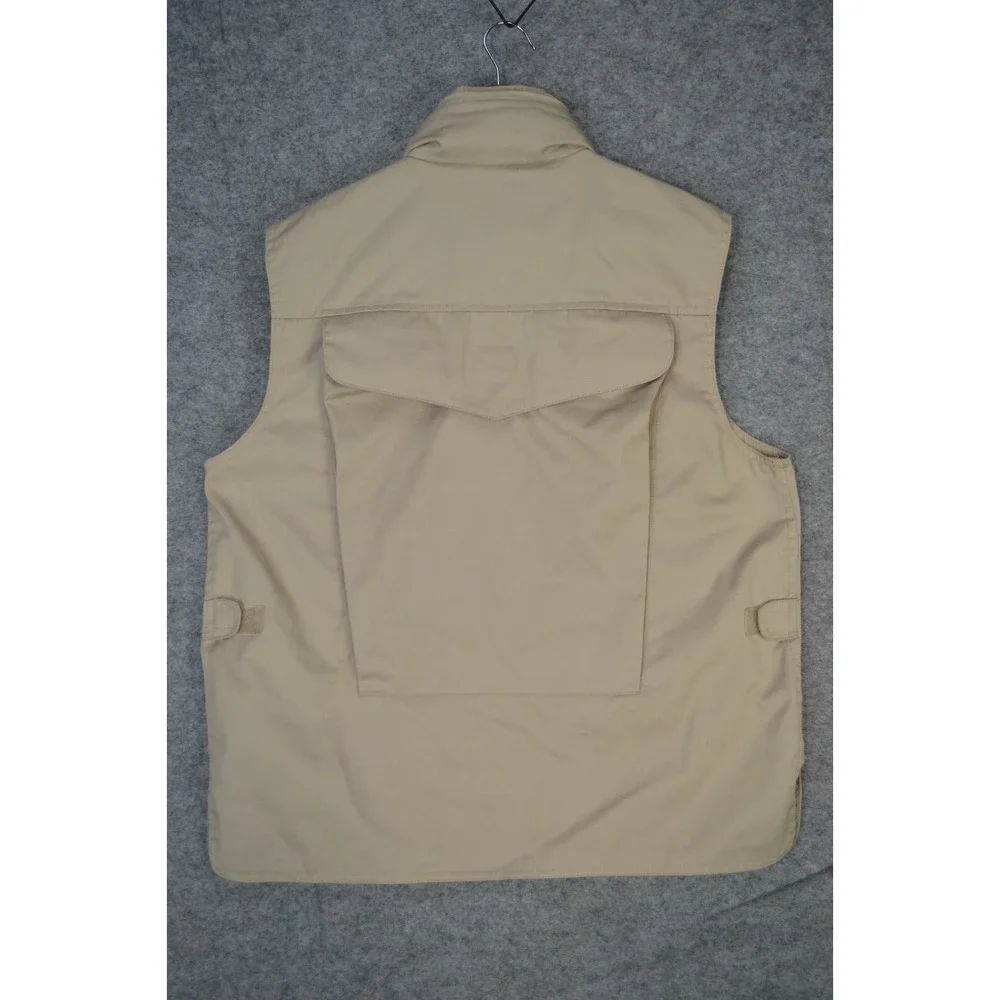 VTG Banana Republic Safari‎ Vest Mens Medium Beige Mock Neck Full Zip Hiking